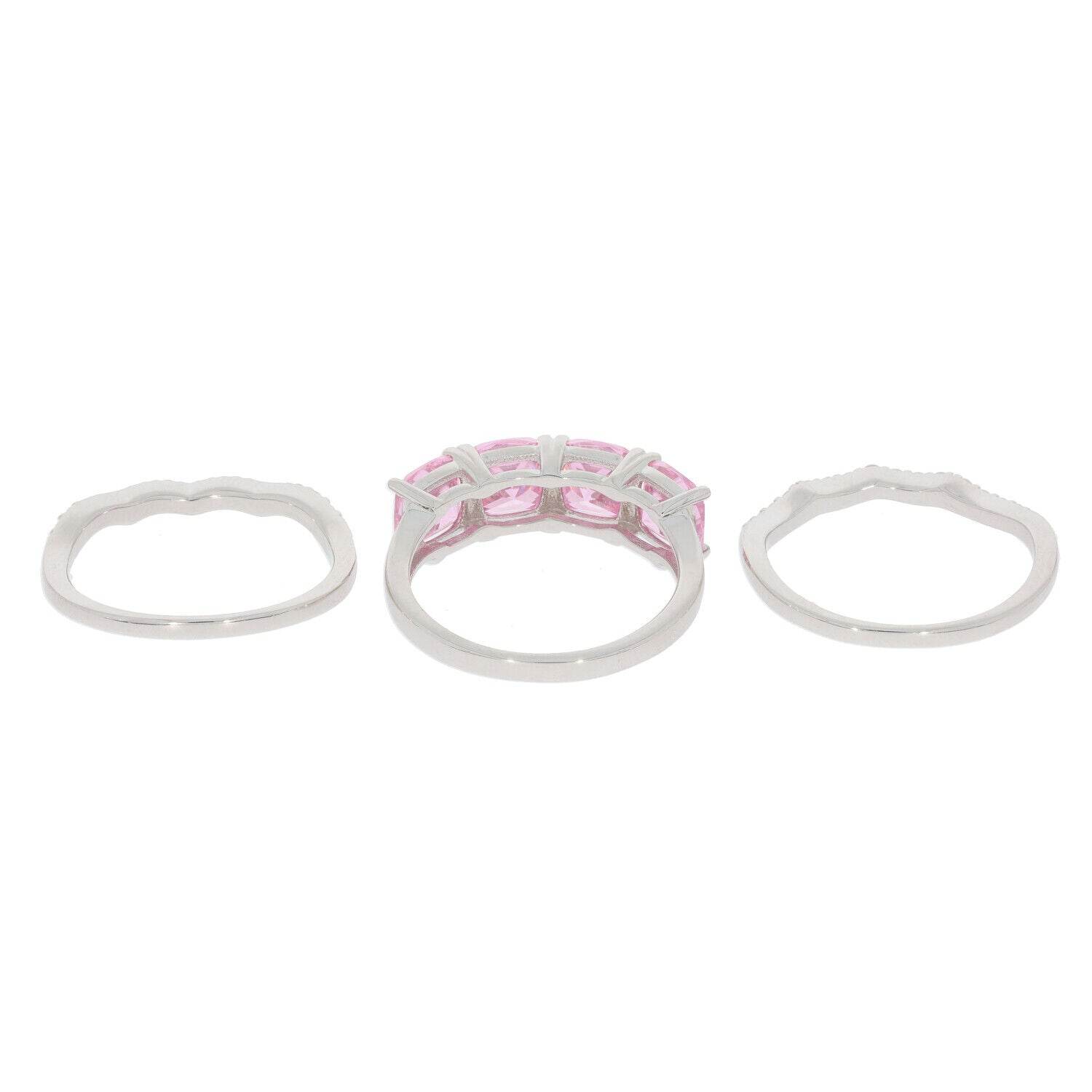 3 pcs Set Sterling Silver Semi Mount Ring Setting Cushion CU 6X6mm Whi - Syzjewelry