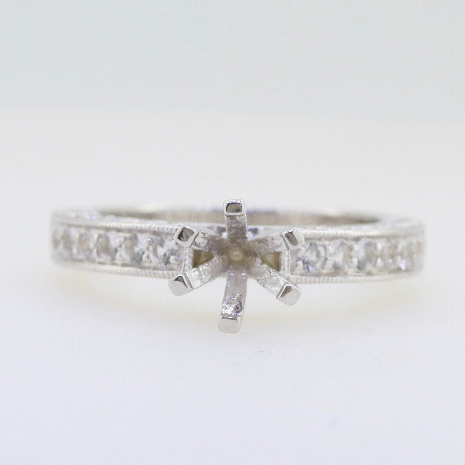 Art Deco Style Semi Mount Ring Setting Round Rd 6.5x6.5mm Engagement - Syzjewelry