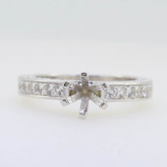 Art Deco Style Semi Mount Ring Setting Round Rd 6.5x6.5mm Engagement - Syzjewelry