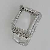 Men's Sterling Silver Semi Mount Ring Setting Emerald OCT 14x10mm - Syzjewelry