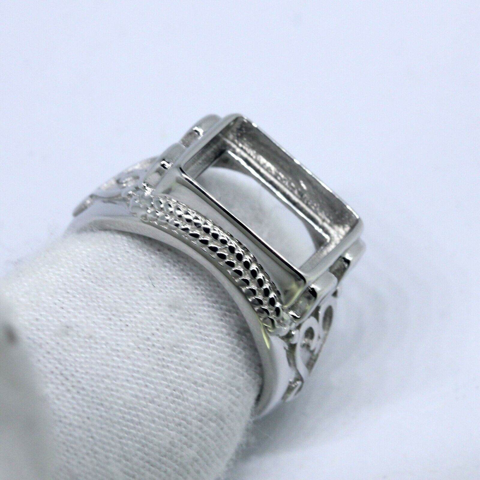 Men's Ring Settings Sterling Silver Ring Mounting Emerald OCT 12x10mm - Syzjewelry