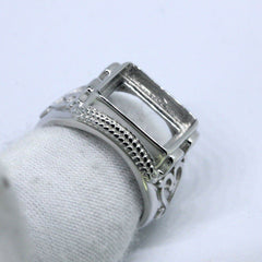 Men's Ring Settings Sterling Silver Ring Mounting Emerald OCT 12x10mm - Syzjewelry