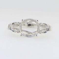 Sterling Silver Semi Mount Ring Setting Round RD 10x10mm 6x6mm 3 Stone - Syzjewelry