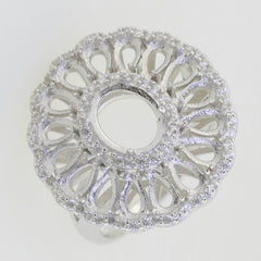 Sterling Silver Semi Mount Ring Setting Cabochon Oval OV 9X7mm Cluster Ring - Syzjewelry