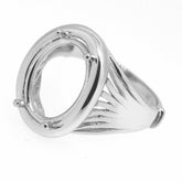 Sterling Silver Semi Mount Ring Setting Oval OV 13x9mm Contemporary Design - Syzjewelry