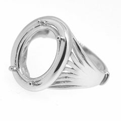 Sterling Silver Semi Mount Ring Setting Oval OV 13x9mm Contemporary Design - Syzjewelry