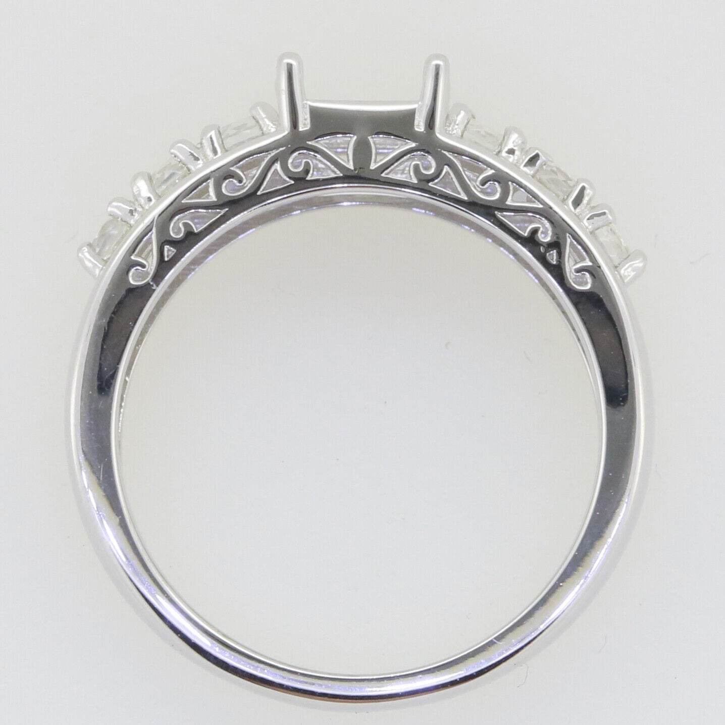 Sterling Silver Semi Mount Ring Setting Emerald OCT 8x6mm - Syzjewelry