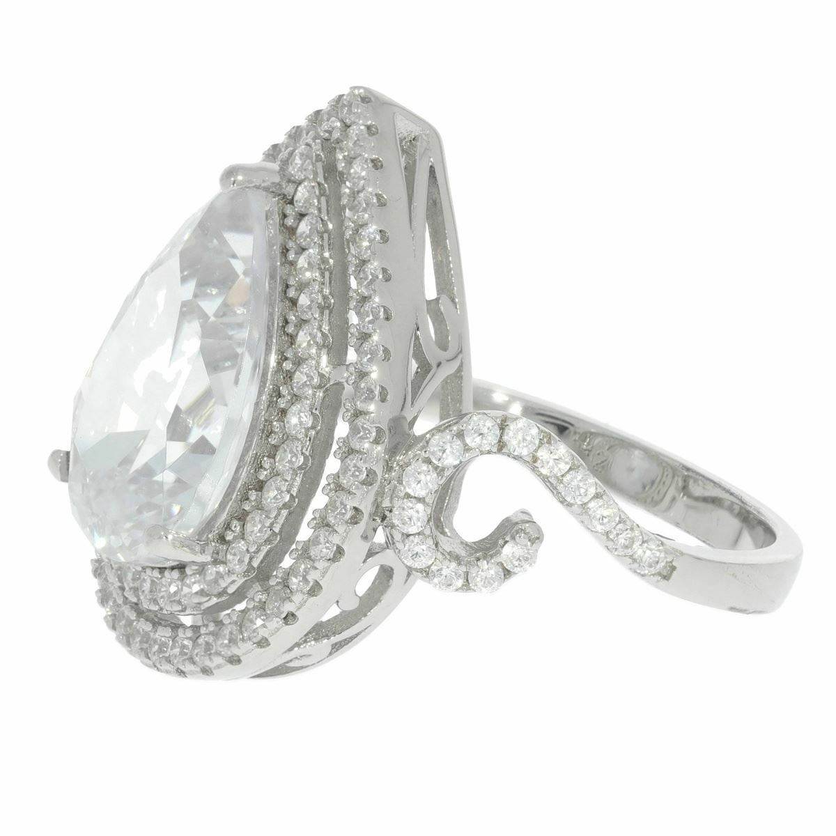 Sterling Silver Semi Mount Ring Setting PE 14X10mm Double Halo - Syzjewelry