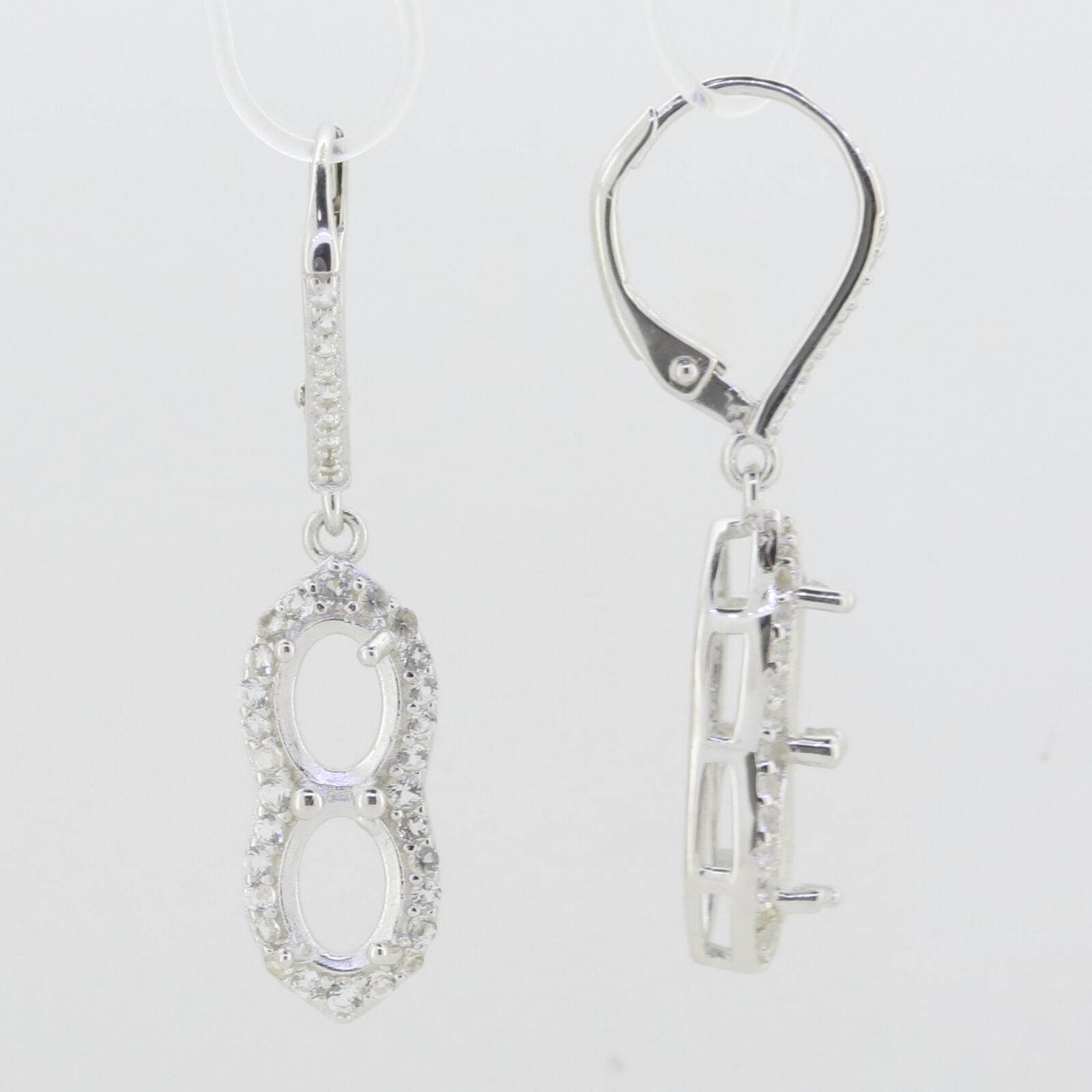 Sterling Silver Semi Mount Earrings Setting Oval OV 7x5mm Twin Stones - Syzjewelry