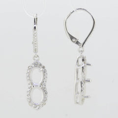 Sterling Silver Semi Mount Earrings Setting Oval OV 7x5mm Twin Stones - Syzjewelry