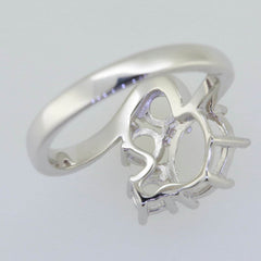 Sterling Silver Semi Mount Ring Setting Oval OV 9x7mm RD 4x4mm White T Solid - Syzjewelry