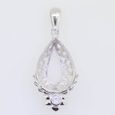 Sterling Silver Semi Mount Pendant Setting Pear PE 18X13mm Art Nouveau - Syzjewelry