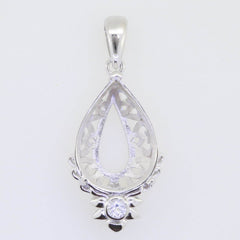Sterling Silver Semi Mount Pendant Setting Pear PE 18X13mm Art Nouveau - Syzjewelry