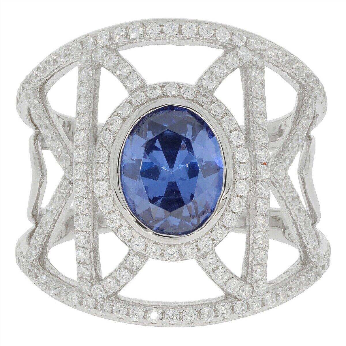 Sterling Silver Semi Mount Ring Setting Oval OV 9x7 Cocktail Ring White Topa - Syzjewelry