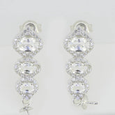 14K White Gold Semi Mount Earrings Setting Pearl Round RD 10x10mm Solid - Syzjewelry