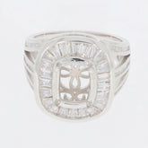 Sterling Silver Semi Mount Ring Setting Cushion CU 9x7mm PJC16357R - Syzjewelry