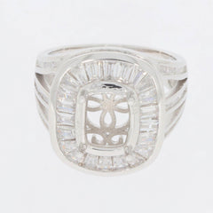 Sterling Silver Semi Mount Ring Setting Cushion CU 9x7mm PJC16357R - Syzjewelry