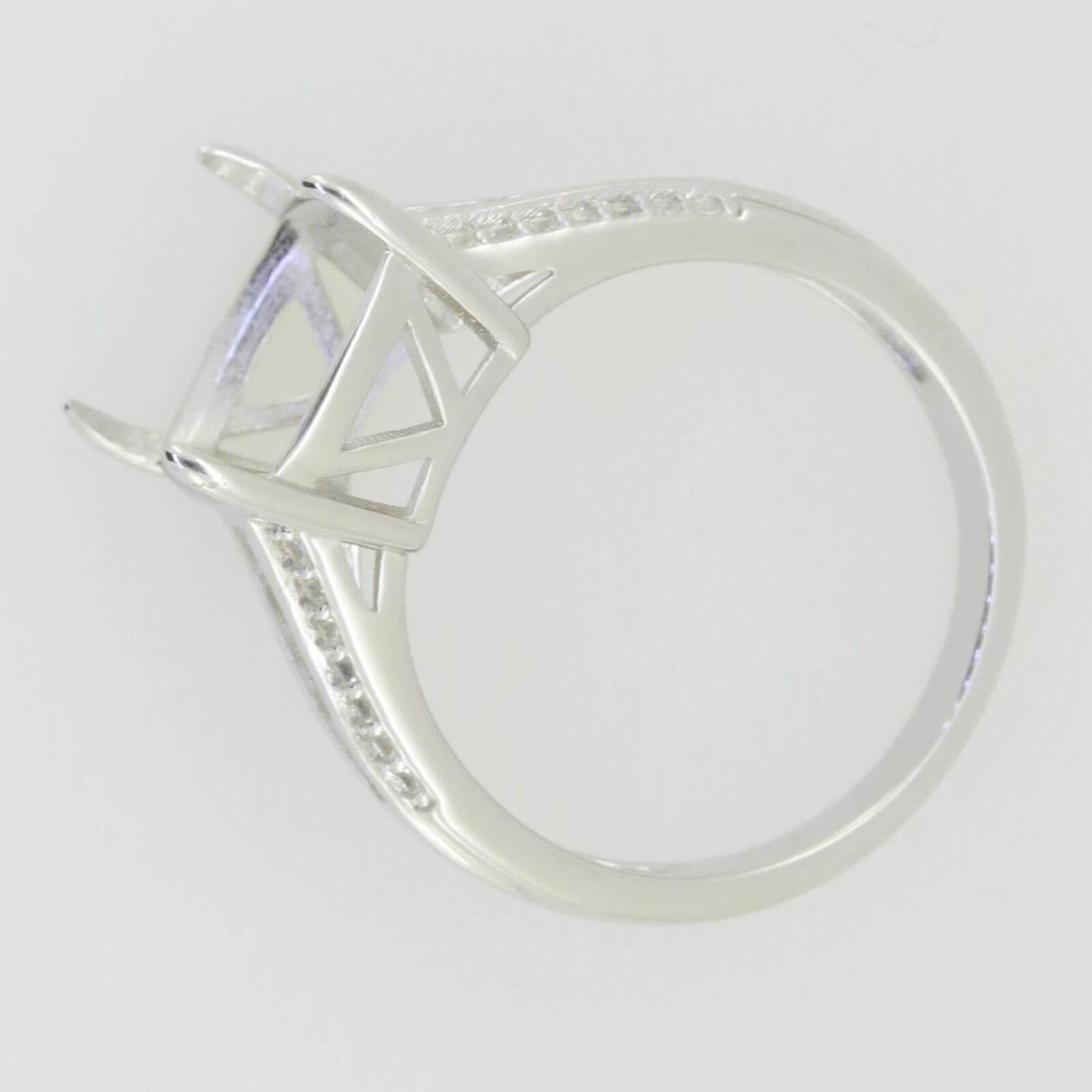Sterling Silver Semi Mount Ring Setting Cushion CU 14x10mm White Topaz - Syzjewelry