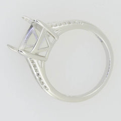 Sterling Silver Semi Mount Ring Setting Cushion CU 14x10mm White Topaz - Syzjewelry