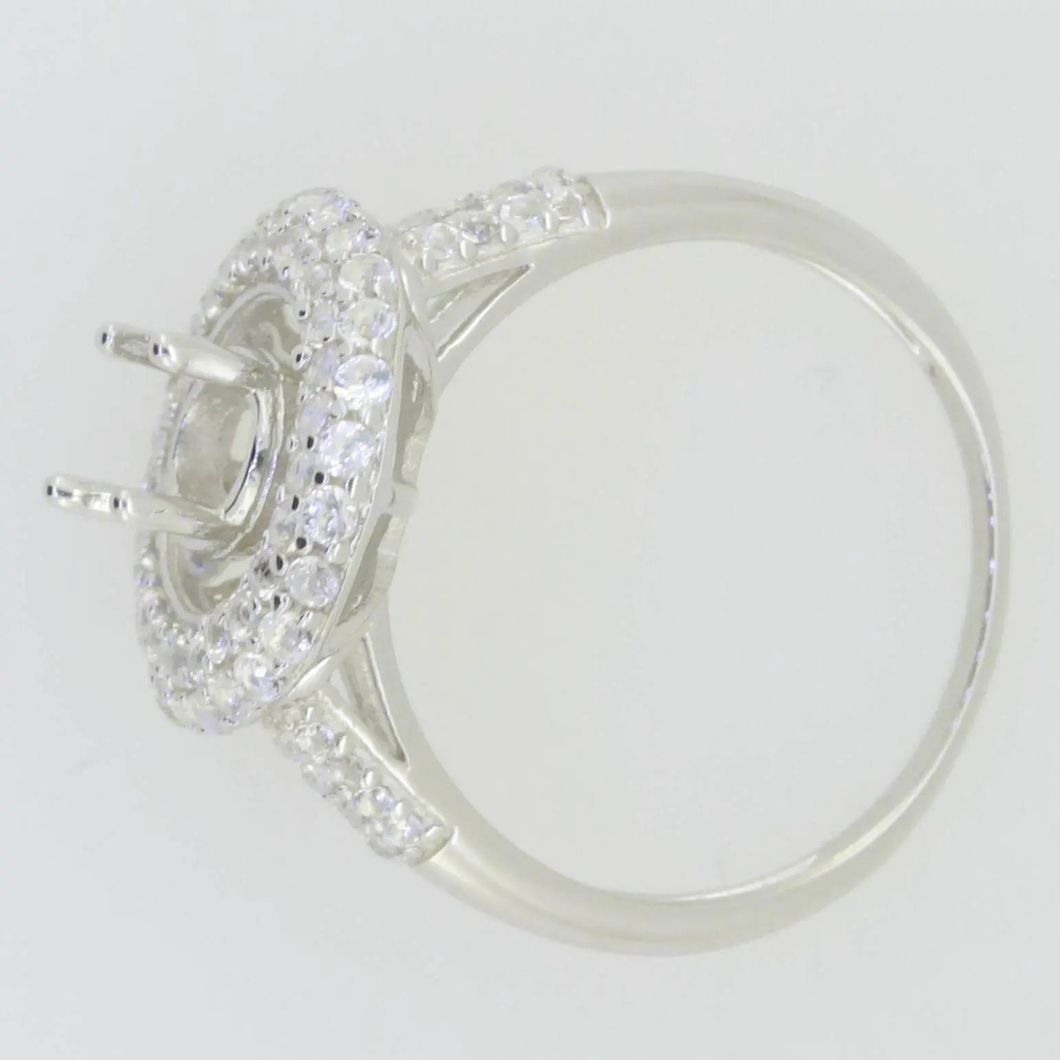 Sterling Silver Semi Mount Ring Setting Oval OV 8X6mm White Topaz - Syzjewelry