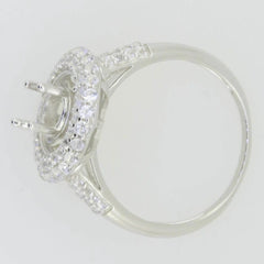 Sterling Silver Semi Mount Ring Setting Oval OV 8X6mm White Topaz - Syzjewelry