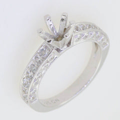 Art Deco Style Semi Mount Ring Setting Round Rd 6.5x6.5mm Engagement - Syzjewelry