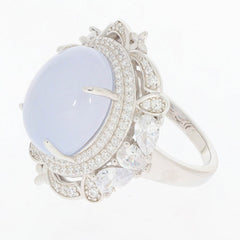 Sterling Silver Semi Mount Ring Setting Cabochon Oval OV 14x12mm White - Syzjewelry