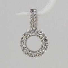 Sterling Silver Semi Mount Pendant Setting Round RD 6.5mm Halo Topaz Solitaire - Syzjewelry