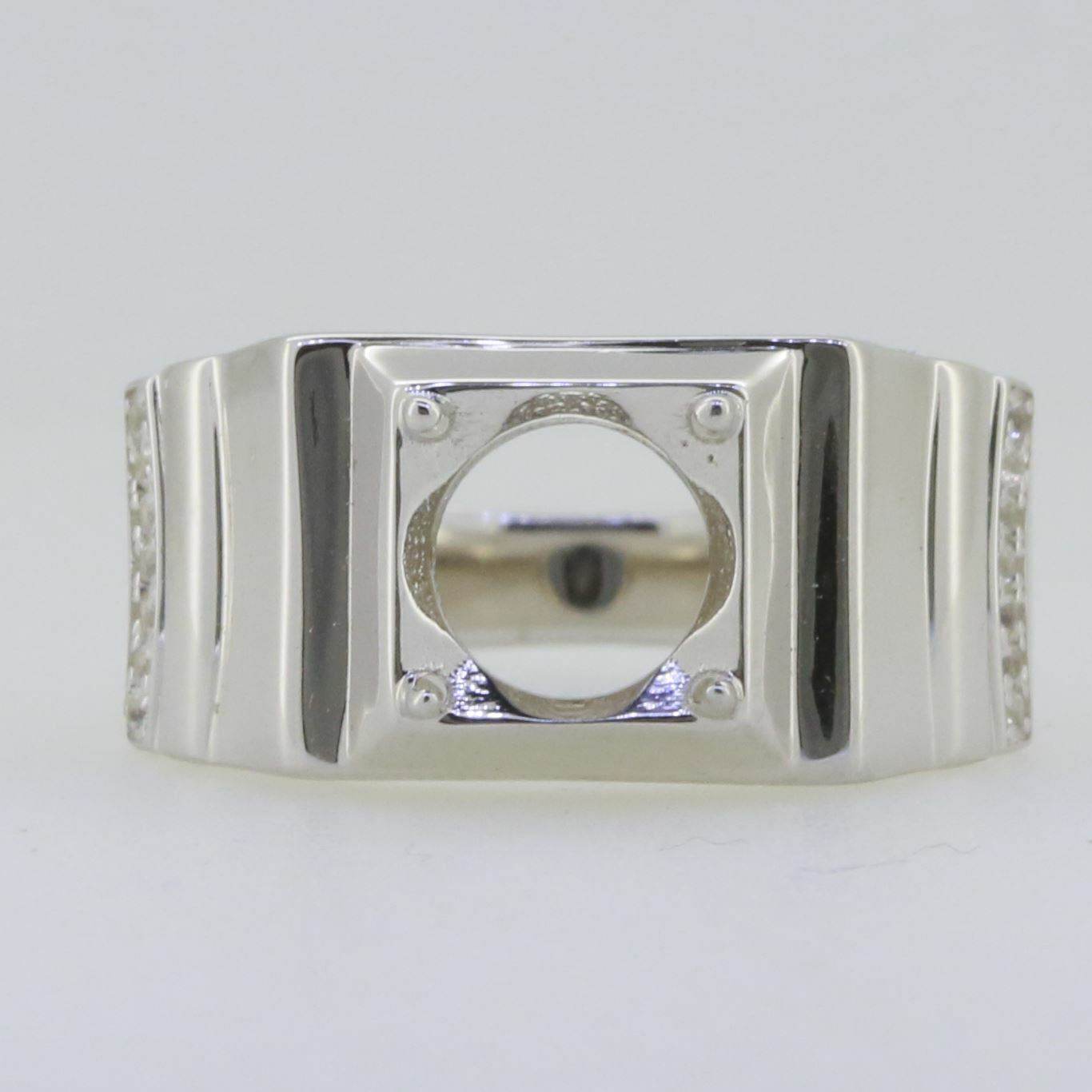 Men's Ring Settings Ring Mounting 14K White Gold Semi Mount Ring Setting Round RD 8x8mm - Syzjewelry