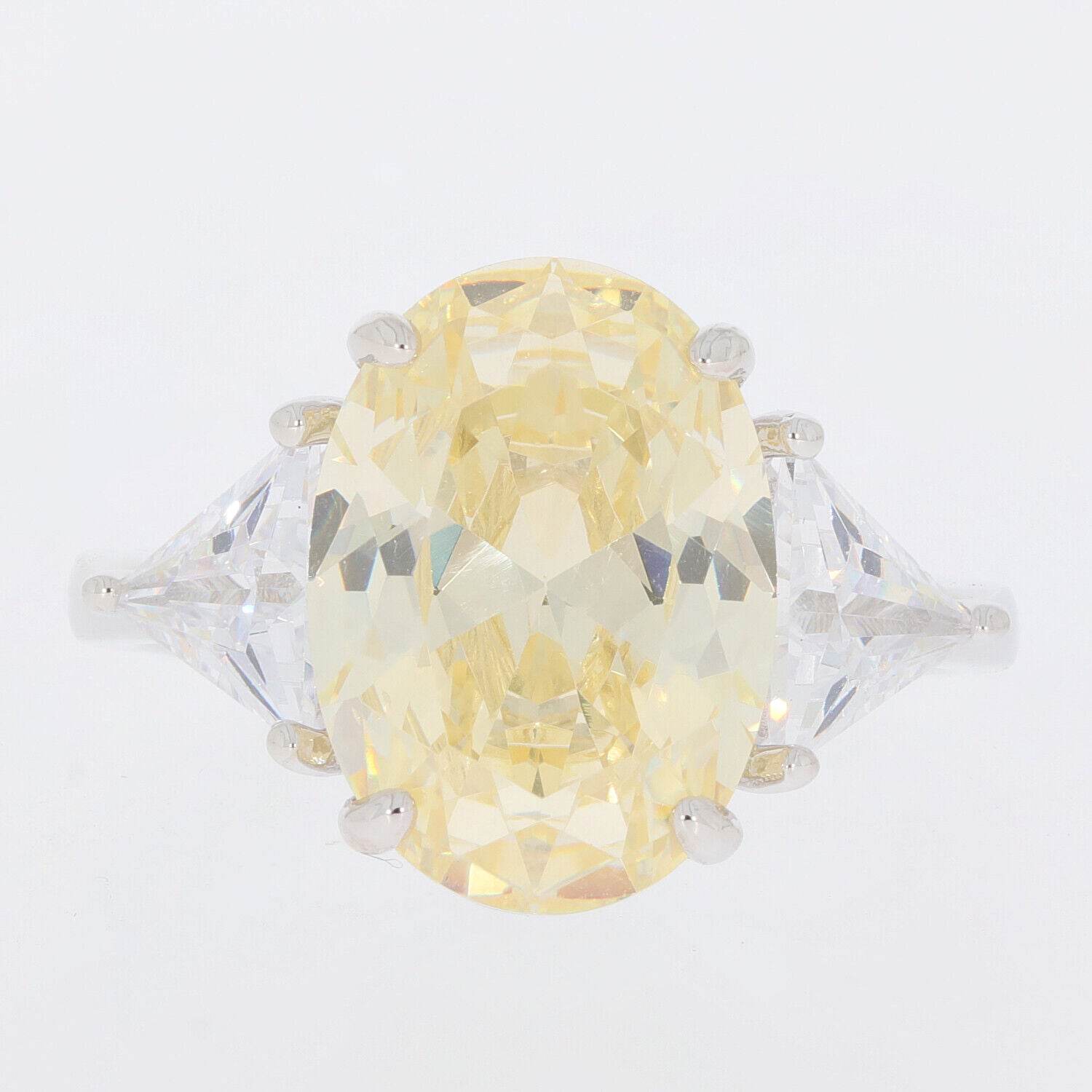 Sterling Silver Semi Mount Ring Setting Oval OV 14x10mm TRL 6x6mm 3 St Solid - Syzjewelry