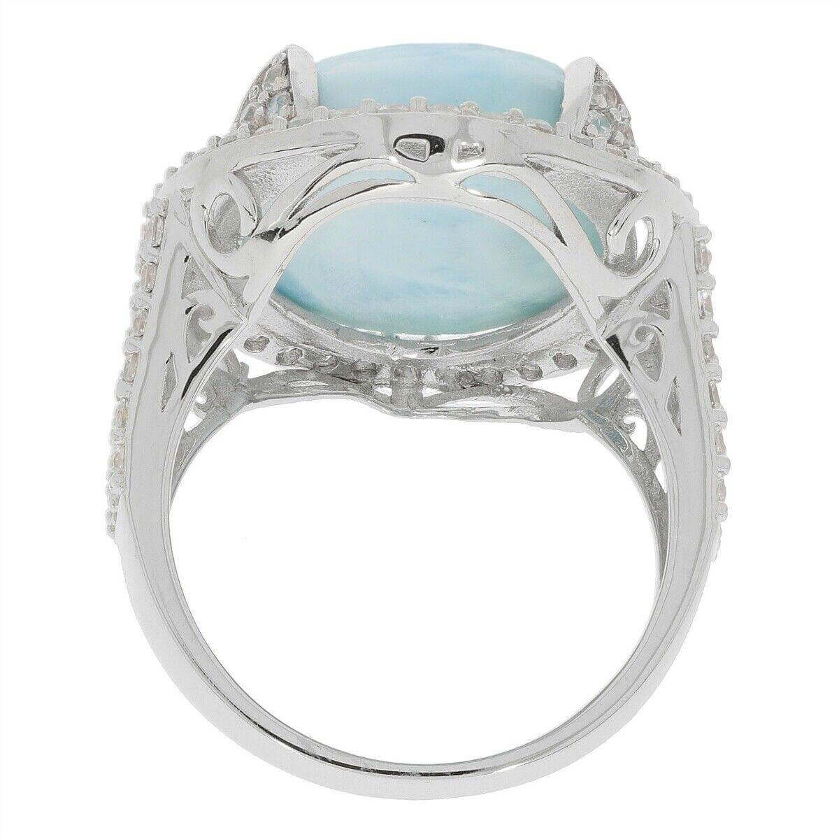 Sterling Silver Semi Mount Ring Setting OV 20x15 mm White Topaz - Syzjewelry