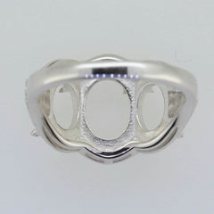 Sterling Silver Semi Mount Ring Setting Oval OV 10X8mm 8x6mm 3 stones Solid - Syzjewelry
