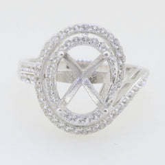 Sterling Silver Semi Mount Ring Setting Oval OV 11X9mm Halo Topaz 16820R - Syzjewelry