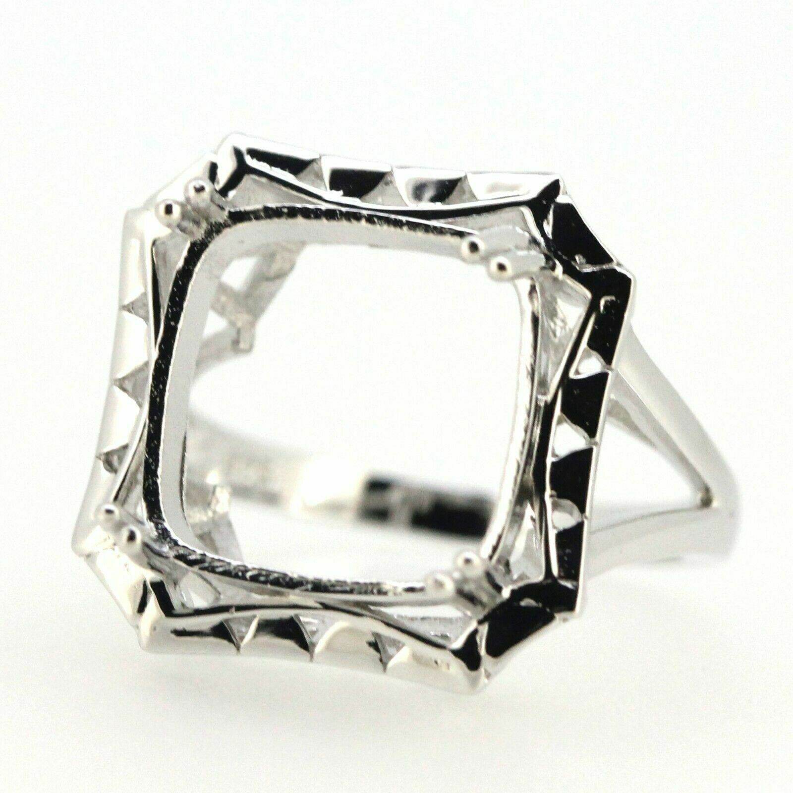 Sterling Silver Semi Mount Ring Setting Cushion Cu13x13mm Vintage Style - Syzjewelry