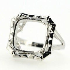 Sterling Silver Semi Mount Ring Setting Cushion Cu13x13mm Vintage Style - Syzjewelry