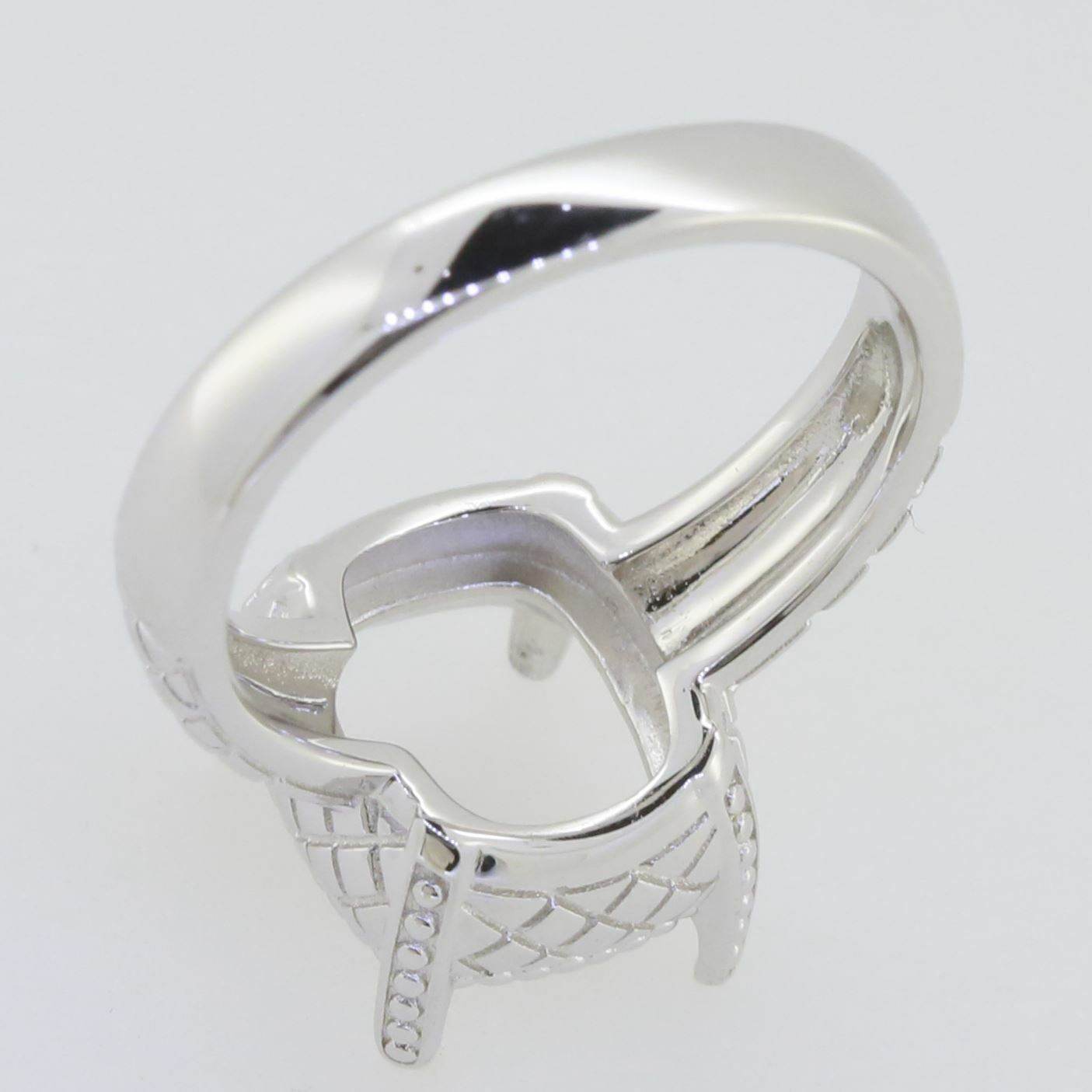 Sterling Silver Semi Mount Ring Setting Cushion CU 11X9mm White Topaz - Syzjewelry