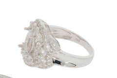 Sterling Silver Semi Mount Ring Setting OV 9x7mm Halo W/ White Topaz - Syzjewelry