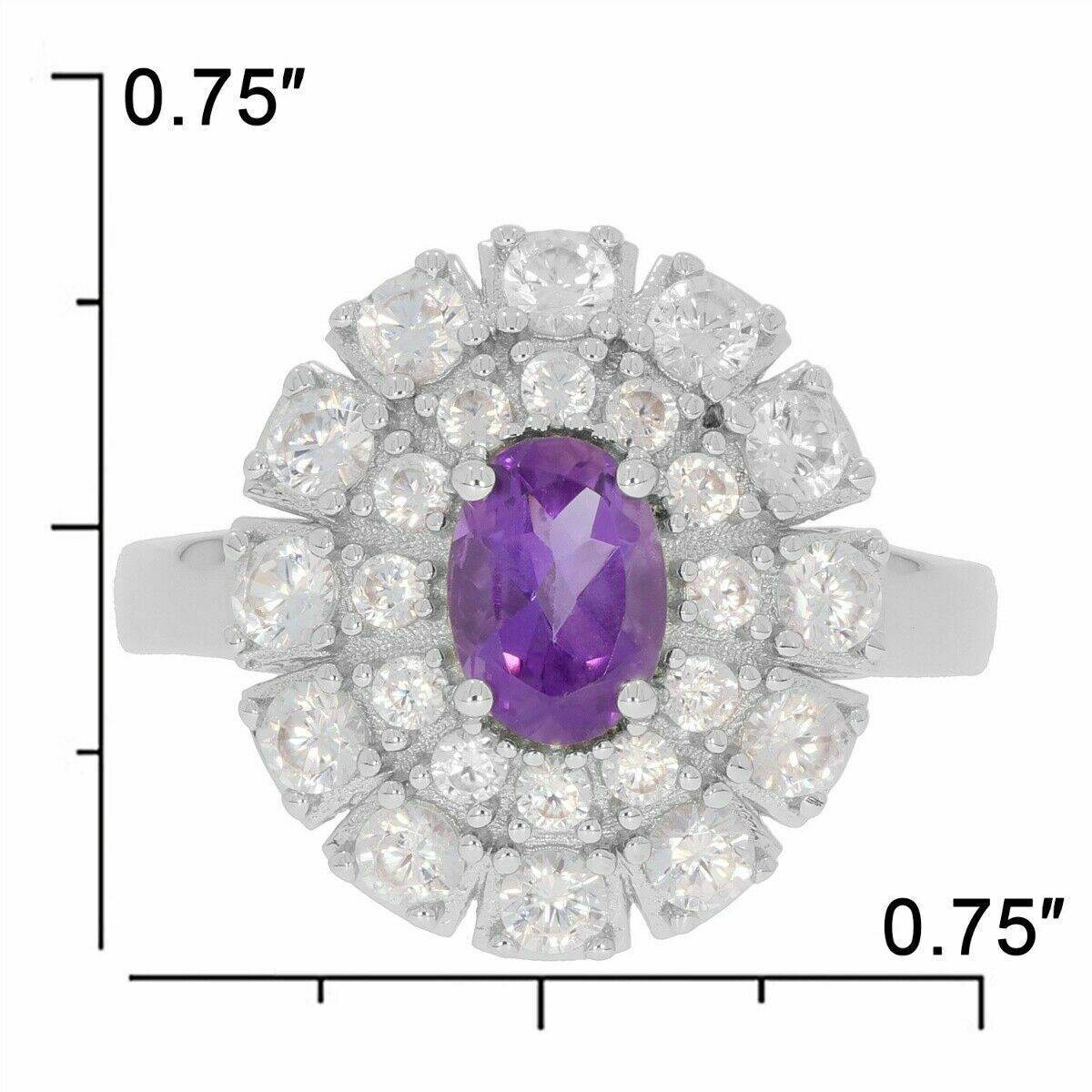 Sterling Silver Semi Mount Ring Setting Oval OV 7x5mm Double Halo White Topaz - Syzjewelry