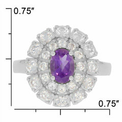 Sterling Silver Semi Mount Ring Setting Oval OV 7x5mm Double Halo White Topaz - Syzjewelry