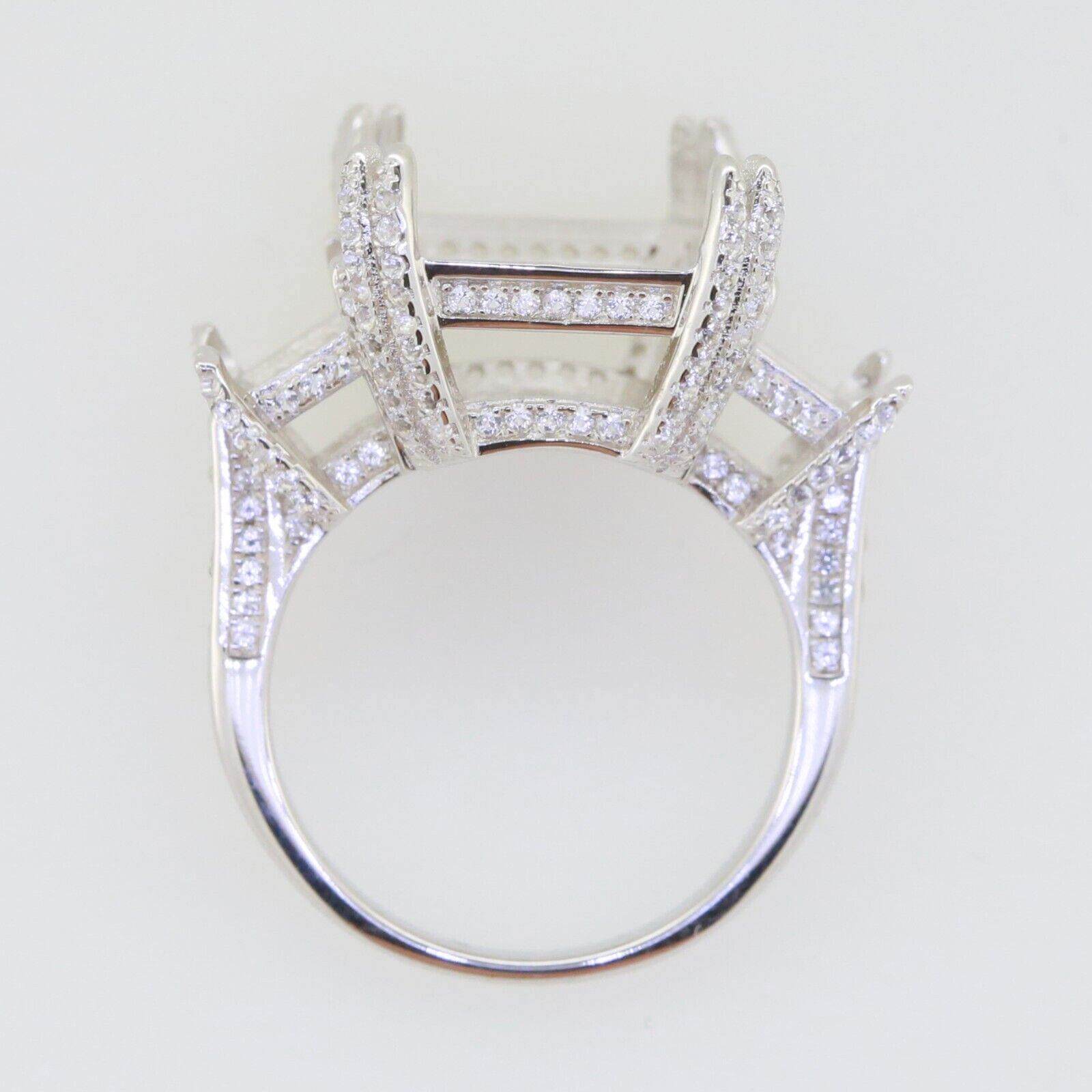 Sterling Silver Semi Mount Ring Setting Emerald OCT 18x13mm BAG 8x6x5mm - Syzjewelry