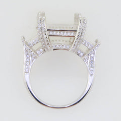 Sterling Silver Semi Mount Ring Setting Emerald OCT 18x13mm BAG 8x6x5mm - Syzjewelry