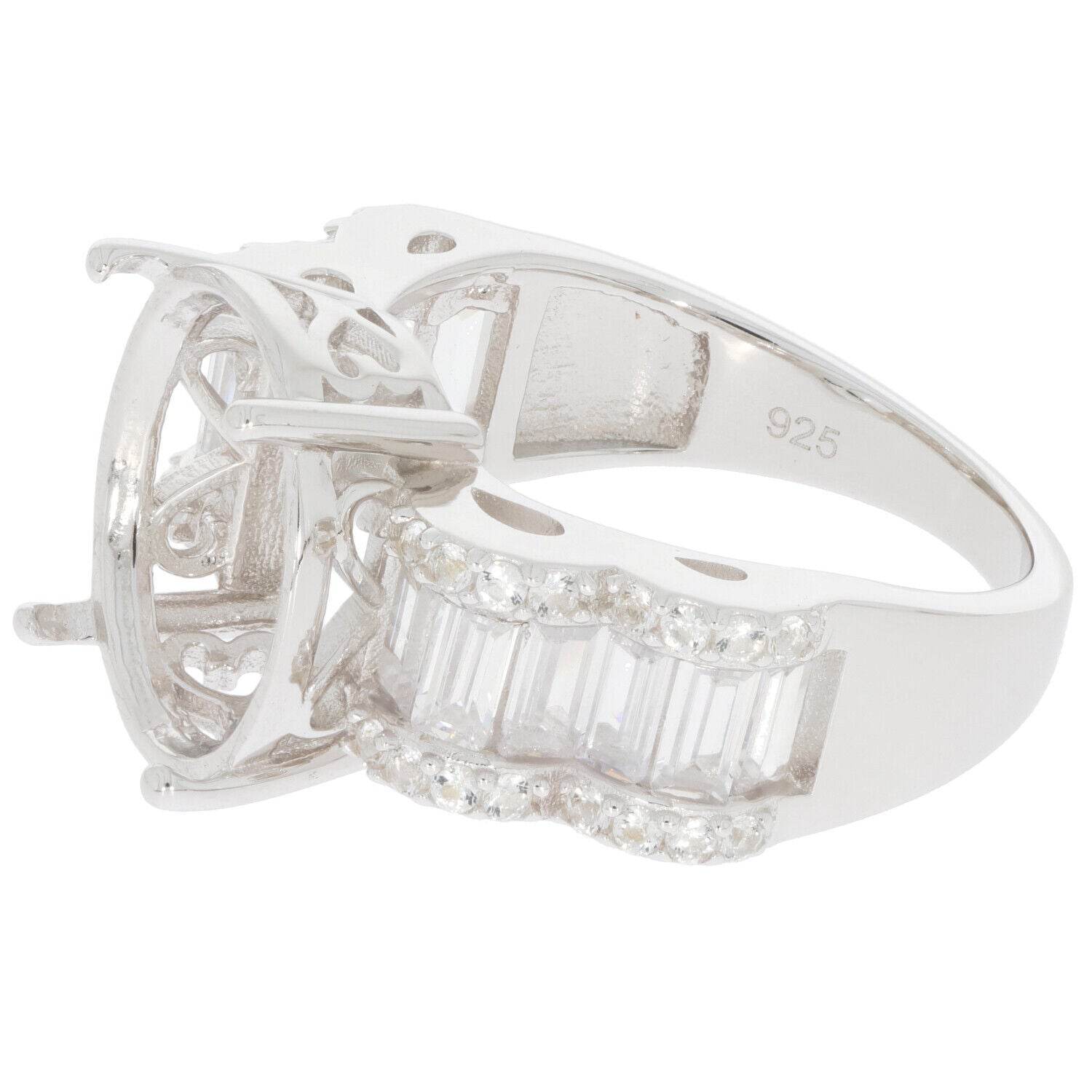 Sterling Silver Semi Mount Ring Setting Oval OV 14X12mm Channel Bezel PJC - Syzjewelry