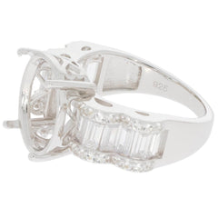 Sterling Silver Semi Mount Ring Setting Oval OV 14X12mm Channel Bezel PJC - Syzjewelry