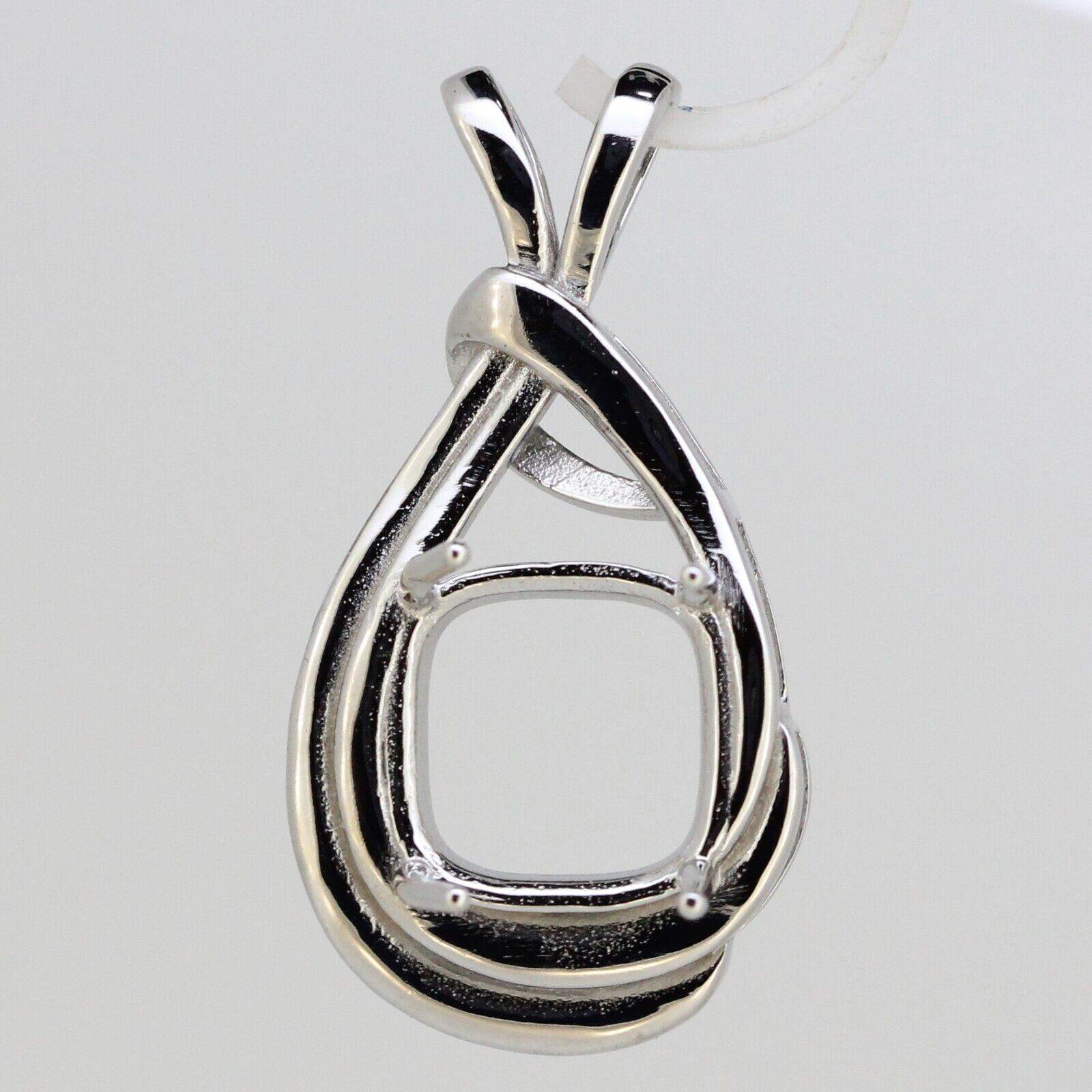 Sterling Silver Semi Mount Pendant Setting Cushion CU 12x12mm L338P338W-D37 - Syzjewelry