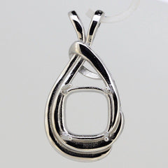 Sterling Silver Semi Mount Pendant Setting Cushion CU 12x12mm L338P338W-D37 - Syzjewelry