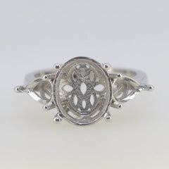 Sterling Silver Semi Mount Ring Setting OV 12x10mm PE 7x5mm White Topaz - Syzjewelry