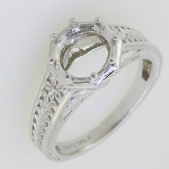 Sterling Silver Semi Mount Ring Setting Round RD 8x8mm Art Nouveau Style - Syzjewelry