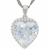 Sterling Silver Semi Mount Pendant Setting Heart HT 14X14mm White Topaz Halo - Syzjewelry