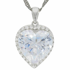 Sterling Silver Semi Mount Pendant Setting Heart HT 14X14mm White Topaz Halo - Syzjewelry