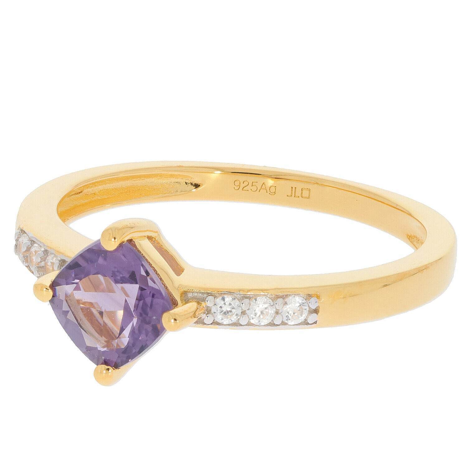 Yellow Gold Plated Sterling Silver Semi Mount Ring Setting Cushion CU 6x6mm White Topaz Accent - Syzjewelry